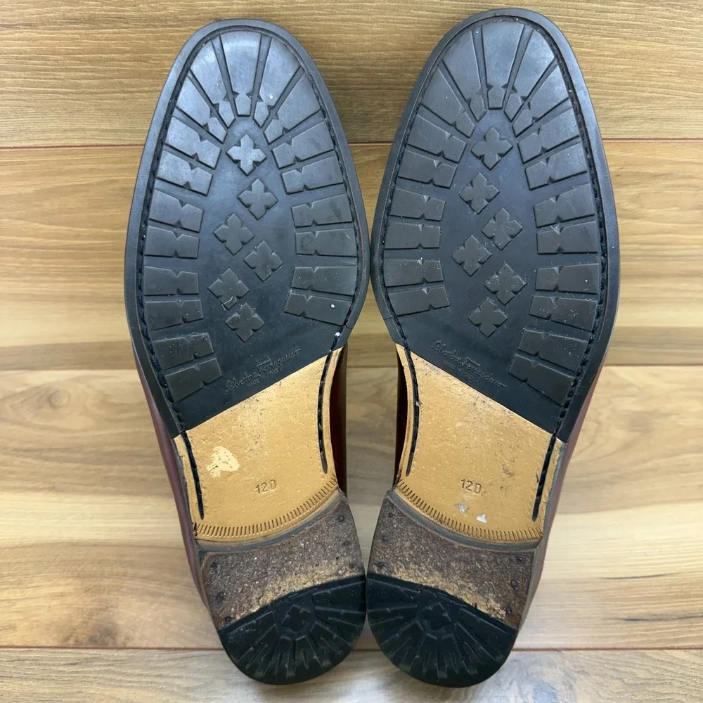Salvatore Ferragamo Derby Mens 12 D Reddish Brown Dress Shoes‎